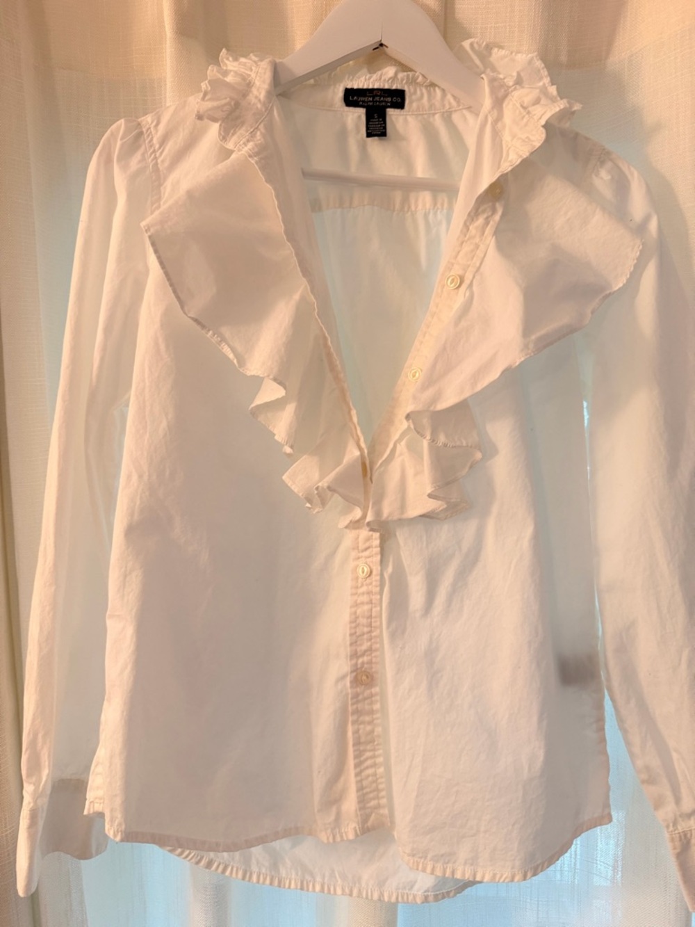 Lauren Ralph Lauren White Ruffled Button-Front Blouse